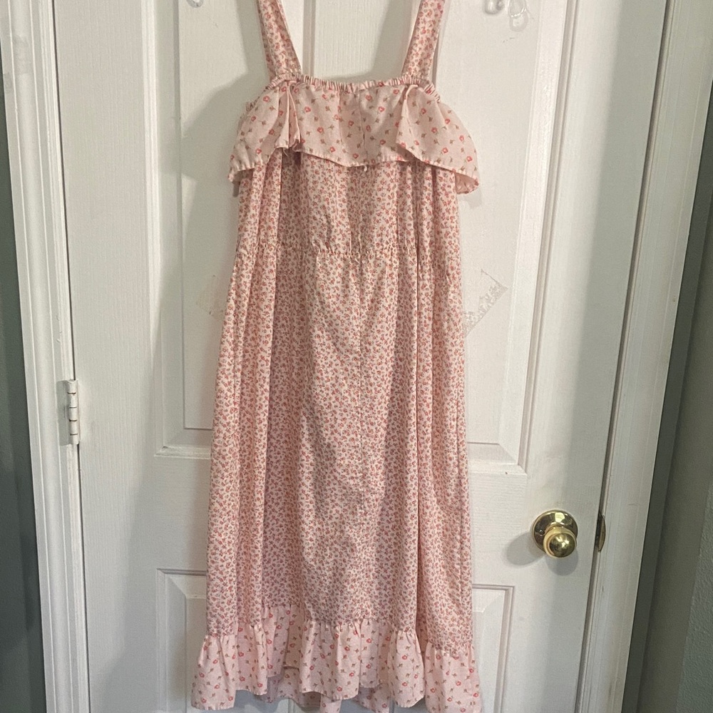 Vintage Pink Floral Tiered Sundress with Ruffle Trim - Picture 4 of 4